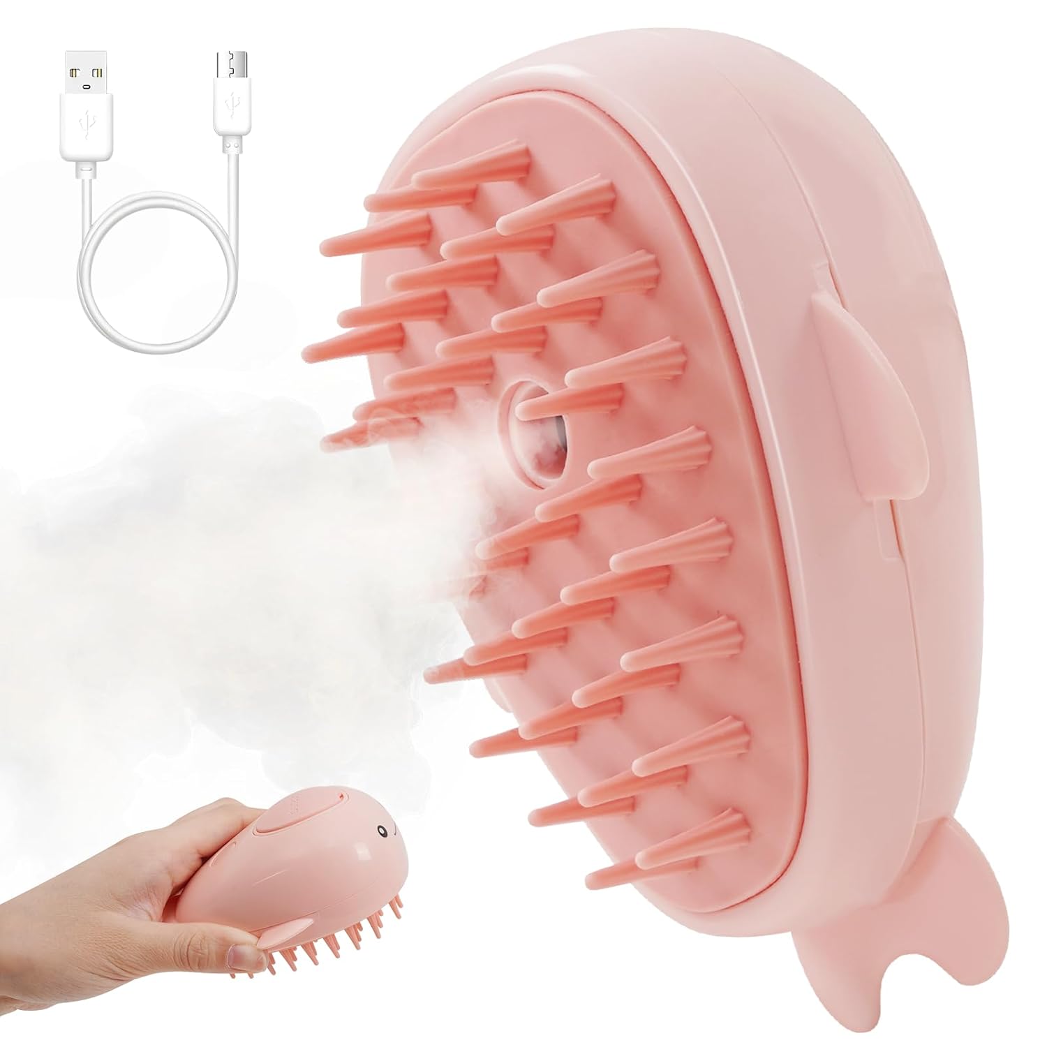 Brosse Vapeur 3-en-1 pour Chats et Chiens - Édition Rose